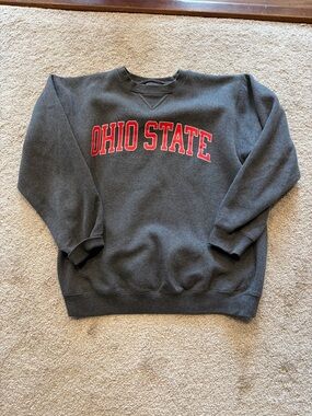 Champion Gray Sweatshirt with Red Ohio State Applique